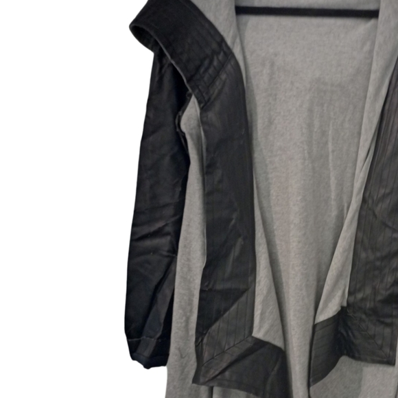 Indiana the Label Distressed leather and cotton drape jacket coat size 10 - Picture 4 of 14